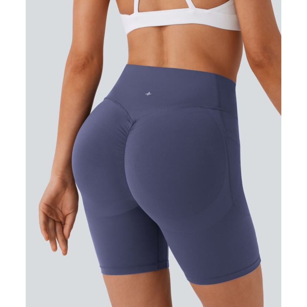 Halara UltraSculpt Cinched Tummy Control Shaping Biker Shorts 7'' Blue S - Picture 5 of 9